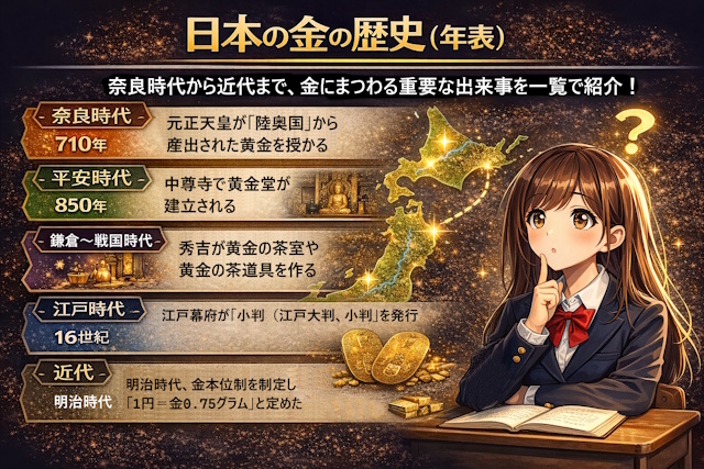 日本の金の歴史 年表（奈良時代から近代まで）